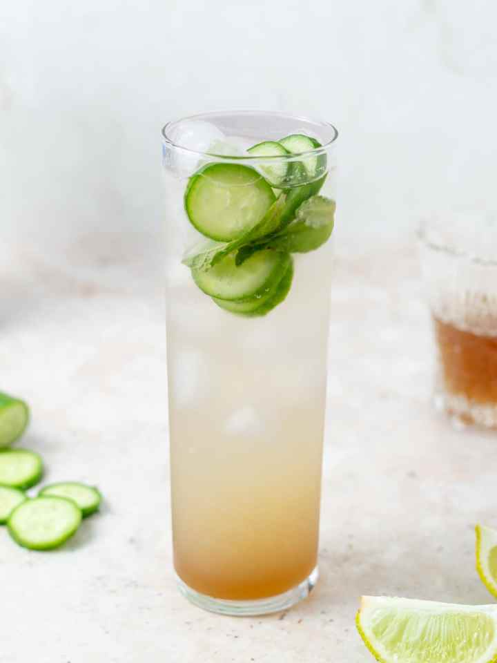 tall glass with coconut water mocktail